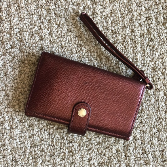 Coach Burgundy Leather Wallet and Phone Case